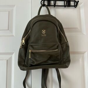 Olive Green Leather Backpack